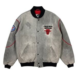 Starter Vintage Chicago Bulls Gray Varsity Jacket Men's Large USA Made 90s Faded